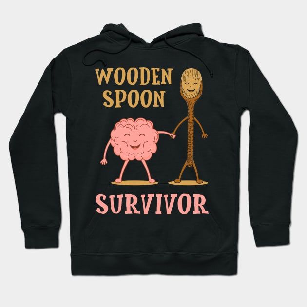 Wooden Spoon Survivor Funny Gift Brain Costume Hoodie by Tesszero